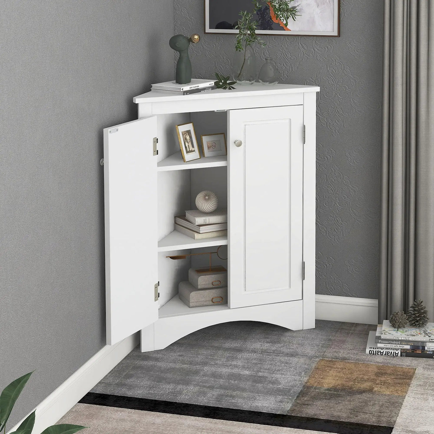 Triangle Bathroom Storage Cabinet With Adjustable Shelves, Freestanding Floor Cabinet For Home Kitchen by HouseOfZazla