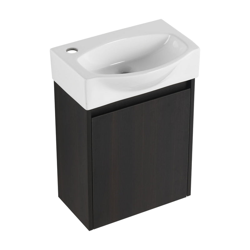 Modern Bathroom Vanity With Ceramic Basin, Wall Mounted Floating Sink Combo, Storage Cabinet by HouseOfZazla