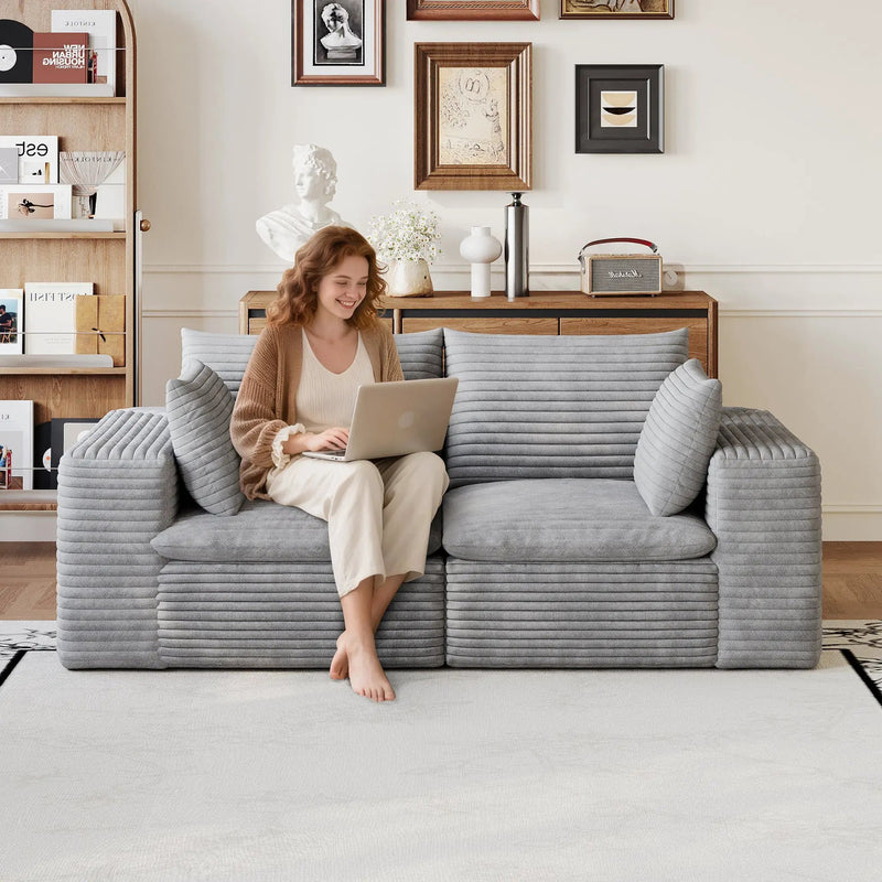 71" Cloud Sofa in Corduroy Fabric by HouseOfZazla