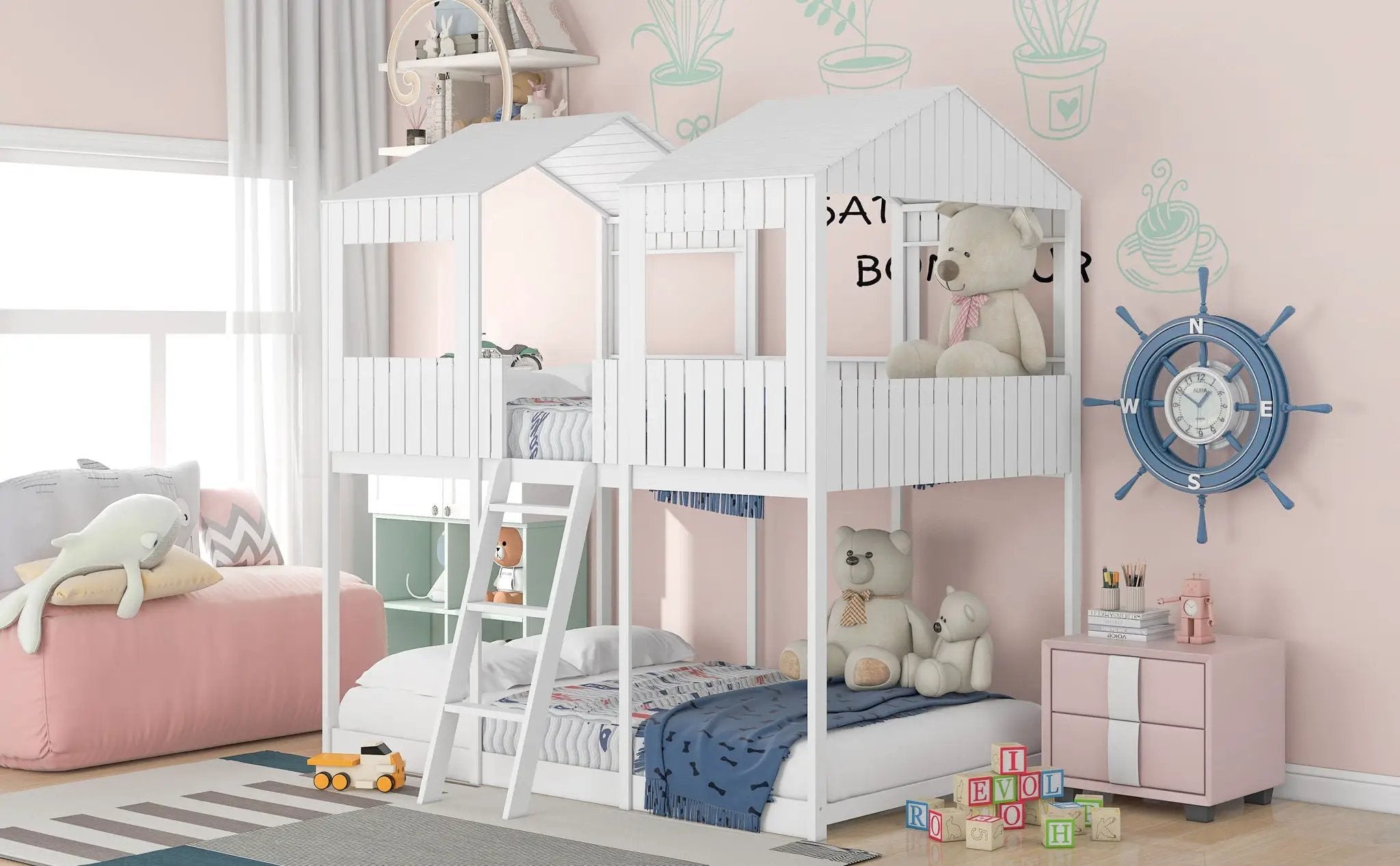 Bunk Bed With Roof, Window, Guardrail, Ladder by HouseOfZazla