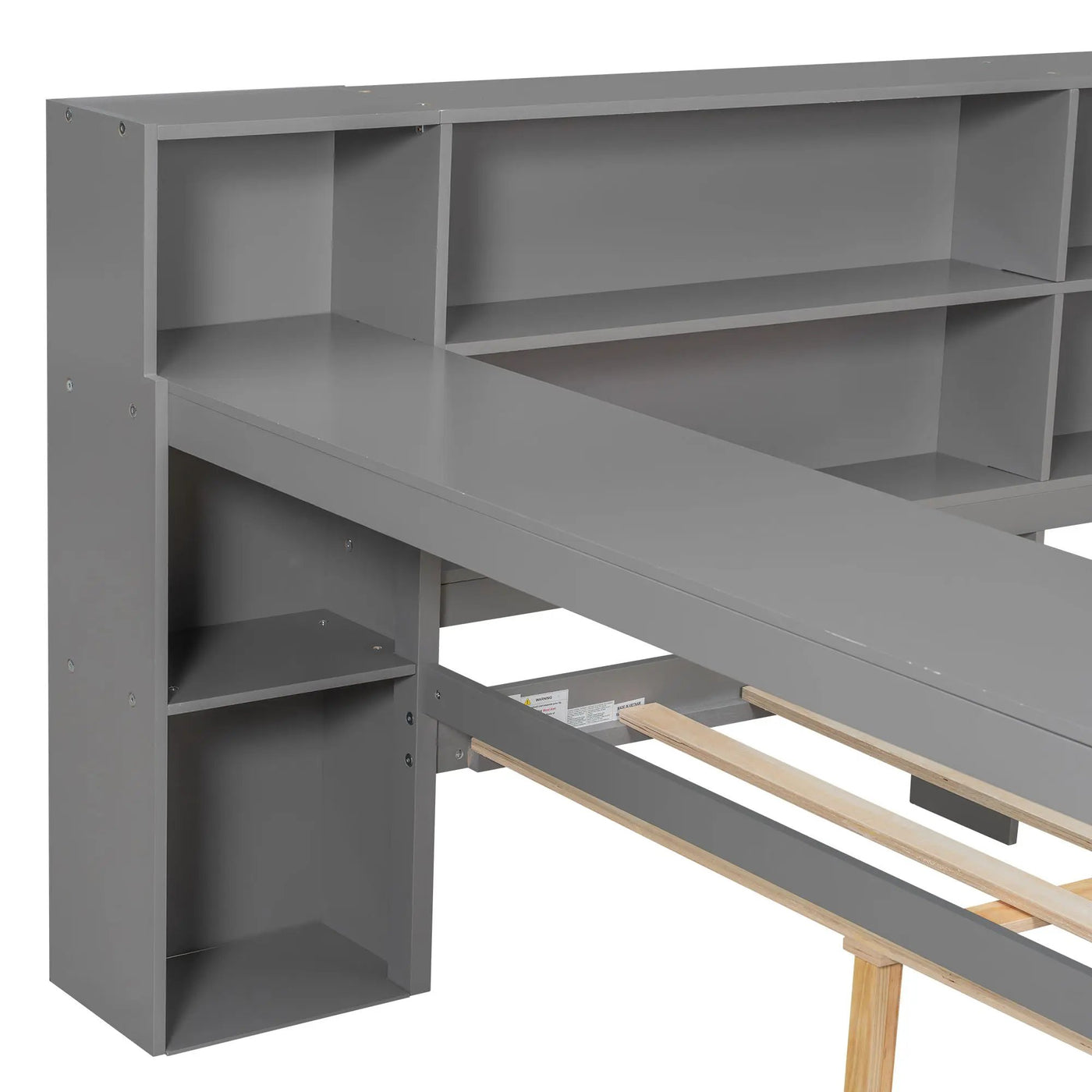 Platform Bed With Storage Shelves, Drawers, Charging Station, LED, Desk by HouseOfZazla