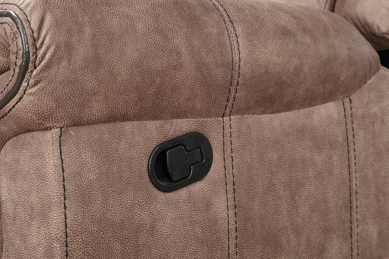 Dollum - Two Tone Nubuck Manual Recliner Sectional Sofa With USB Port Cupholder Console by HouseOfZazla