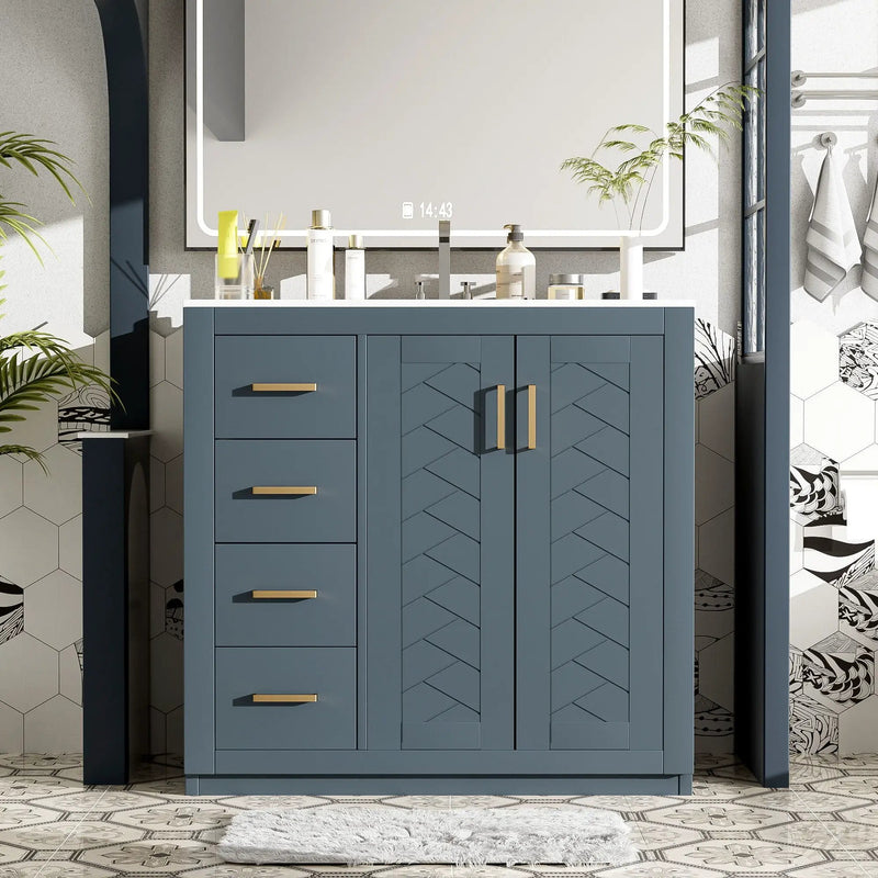 Bathroom Vanity With Sink Combo, Storage Cabinet, Freestanding Set With 3 Drawers & Soft Closing Doors by Unique Piece Furniture