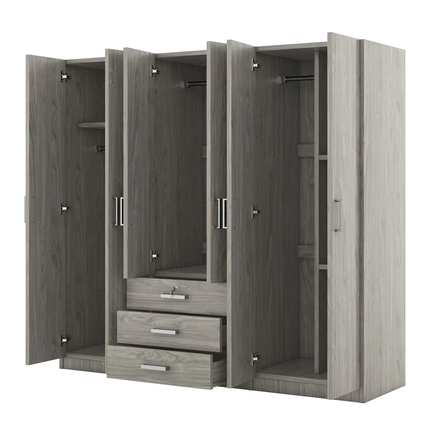 6 Doors Wardrobe Storage For Bedroom, With Big Drawers by Unique Piece Furniture