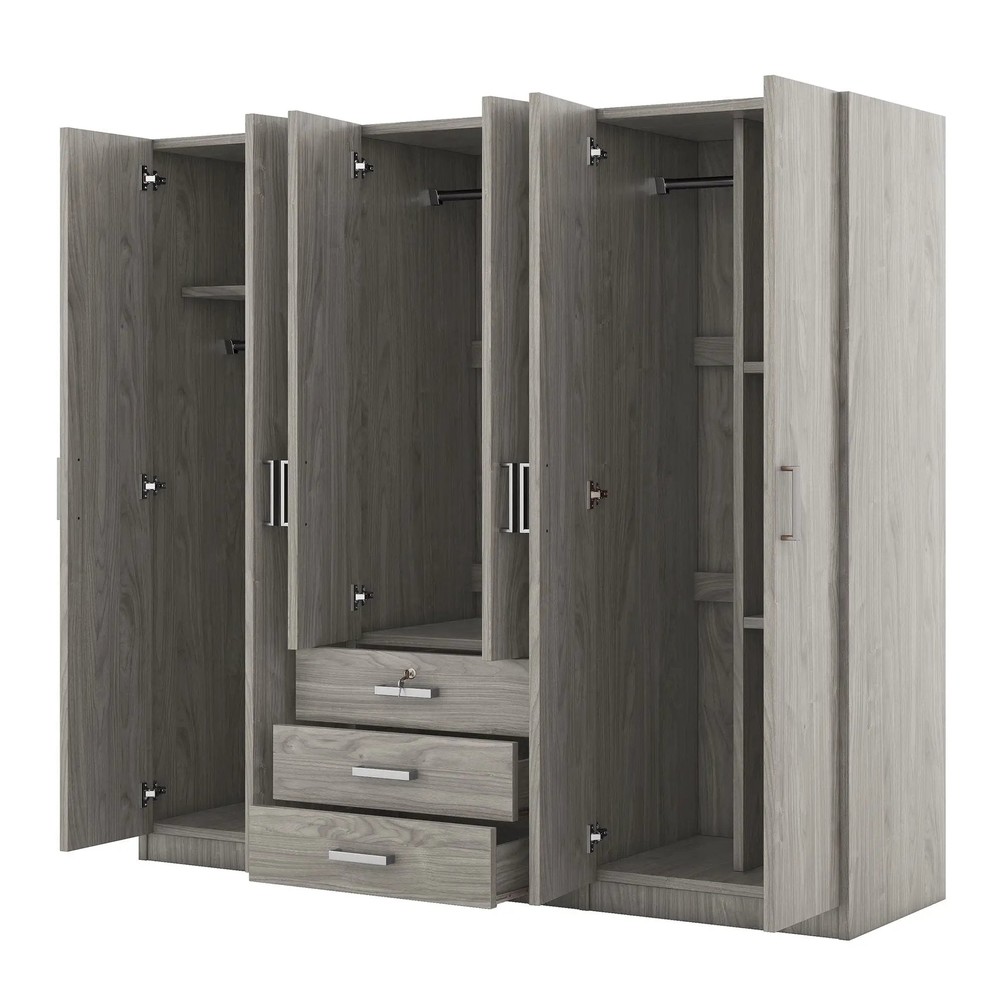 6 Doors Wardrobe Storage For Bedroom, With Big Drawers by HouseOfZazla