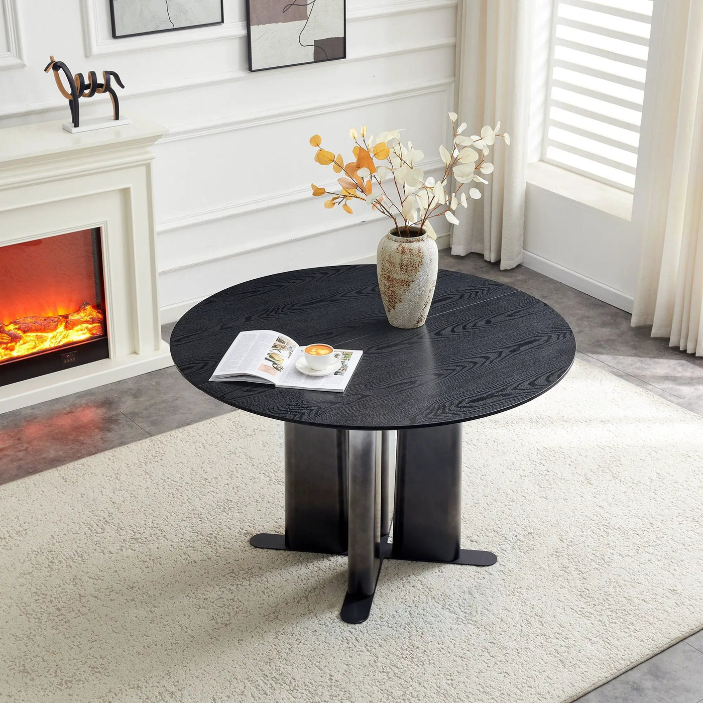 Round Dining Table With Cross Base, Modern Home Furniture by Unique Piece Furniture