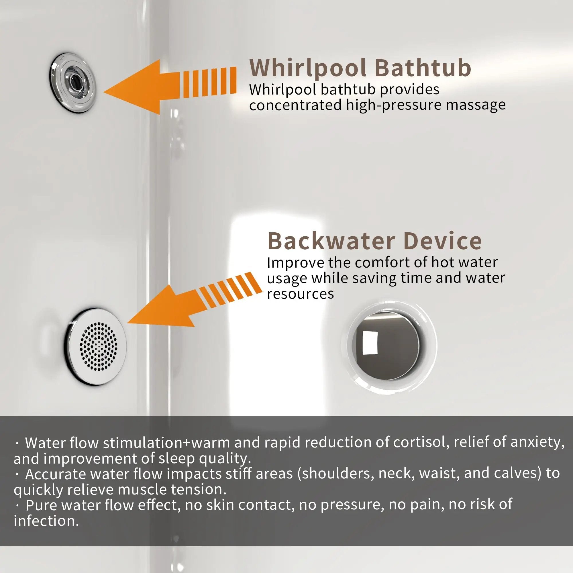 67" Rectangle Linear Acrylic Massage Whirlpool Freestanding Bathtub by HouseOfZazla