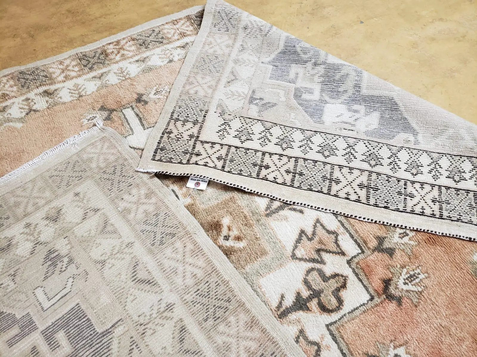 Antique Moroccan Rug 5x7 Tribal Carpet, Hand-Knotted Soft Wool Pile, 5 x 7 Area Rug, Berber Rug, Geometric Open Field Medallion, Pink Ivory by Jewel Rugs