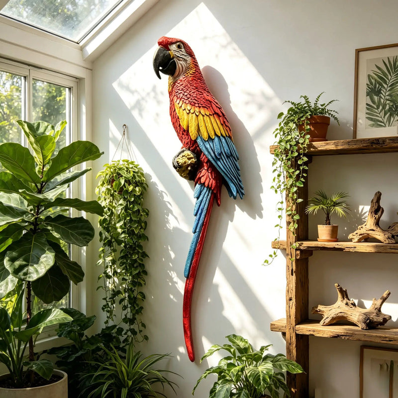 Hanging Scarlet Macaw Parrot Statue by HouseOfZazla