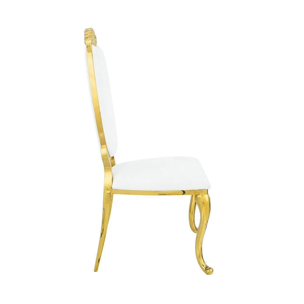 Fallon - Side Chair (Set of 2) - White Velvet & Mirrored Gold by Unique Piece Furniture