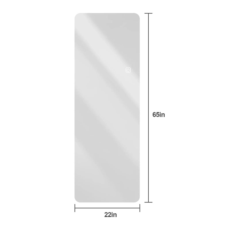 Wall Mounted Full Body Mirror With Dimming Lights Glass - Silver by Unique Piece Furniture