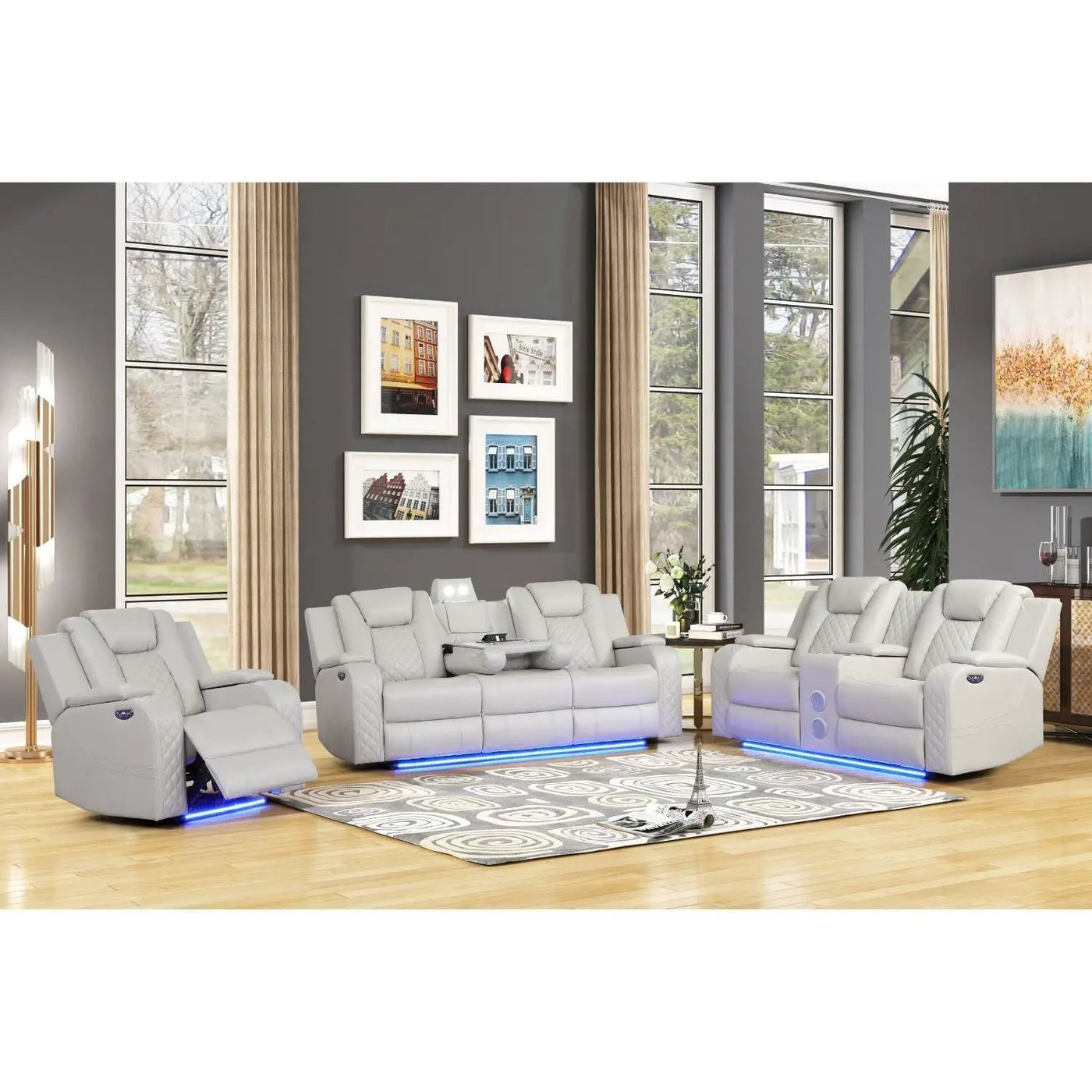 Benz - LED & Power Recliner With Adjustable Headrests And Ambient LED Lighting by HouseOfZazla