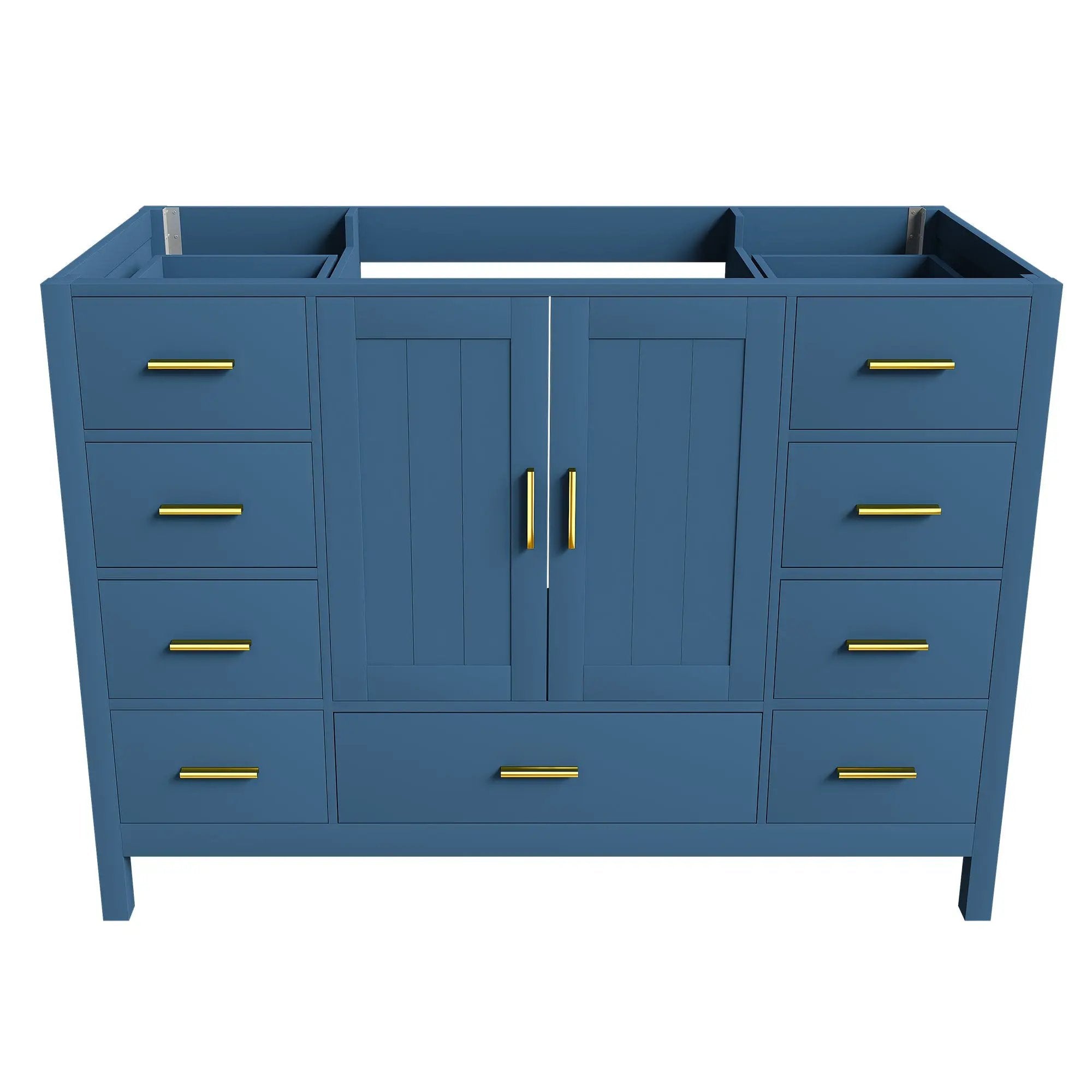 48" Bathroom Vanity Base Cabinet with 2 Soft-Close Double Doors & 9 Drawers by HouseOfZazla