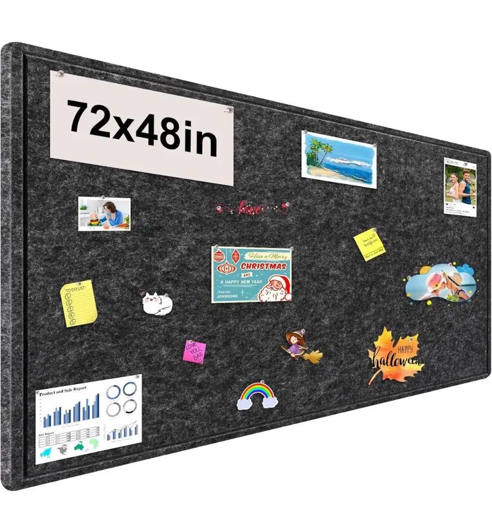 Bcabo Large Bulletin Board, 72x48 Inches Cork Board Alternative, Large Felt Board Decorative Pin Board for Wall, Foldable Photo Board Self-Adhesive Vision Board with 36 Pushpins Dark Gray by Selzalot