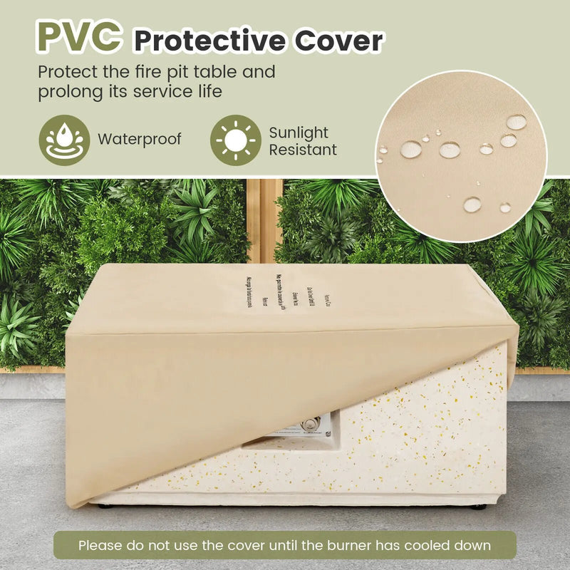 28 Inch 40000 BTU Square Propane Gas Fire Pit with PVC Cover-White by DirectDeals