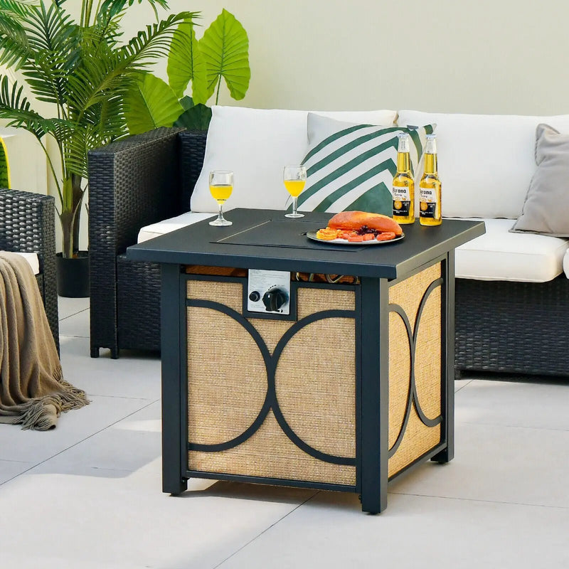 28 Inch 50000 BTU Outdoor Square Fire Pit Table with Cover by DirectDeals