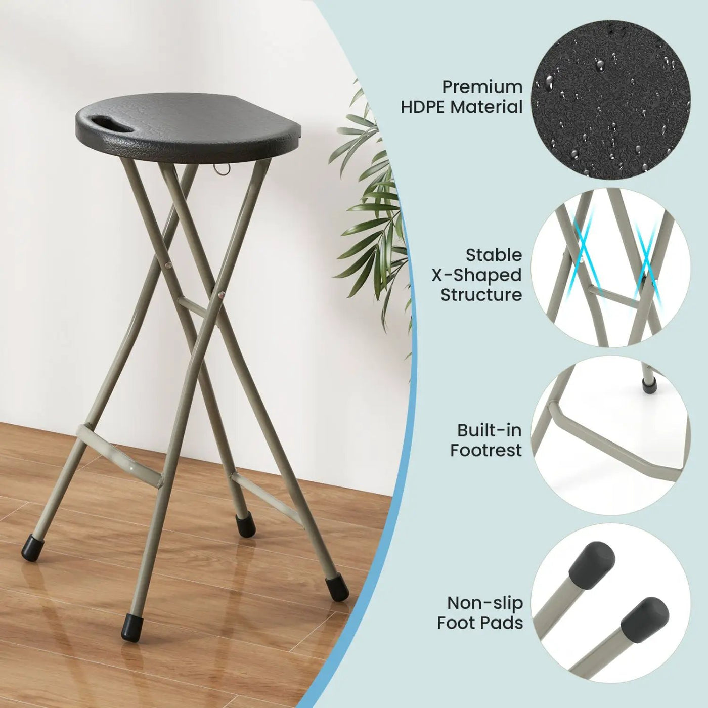 Portable Folding Stool 28 Inch - 330 lbs Capacity (2 Pack) by DirectDeals