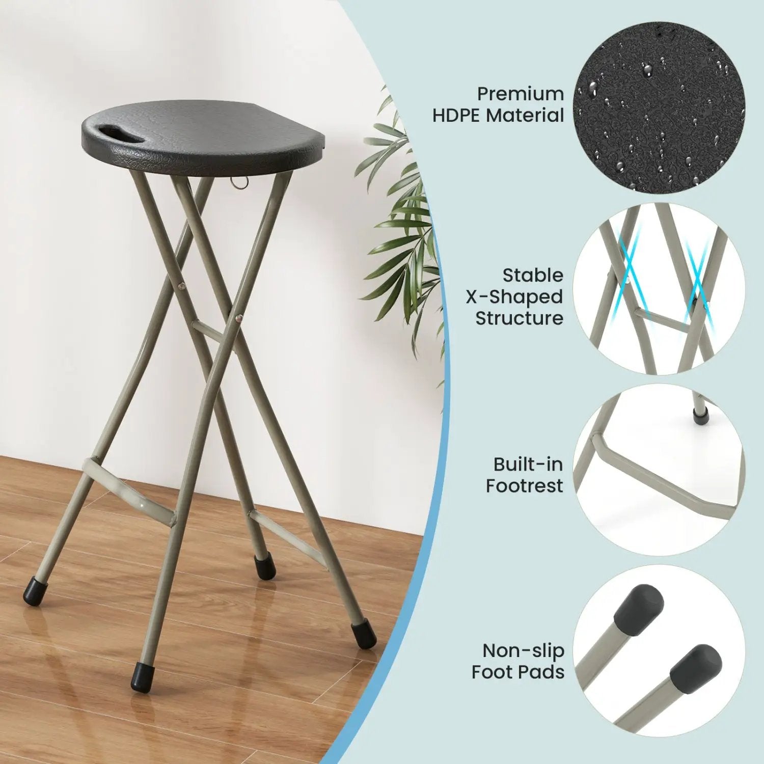 Portable Folding Stool 28 Inch - 330 lbs Capacity (2 Pack) by DirectDeals