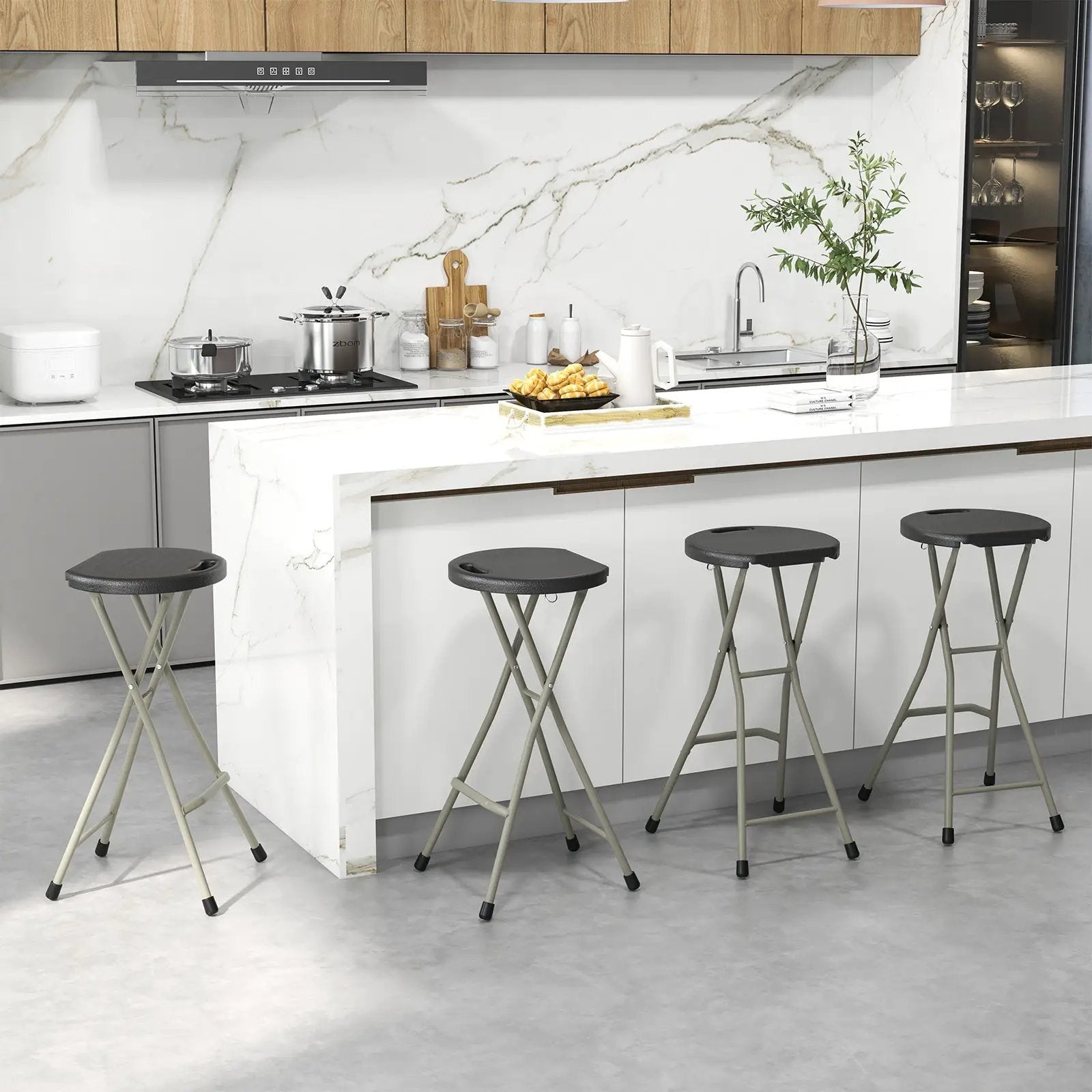 28 Inch Portable Folding Stools with 330lbs Limited Sturdy Frame by DirectDeals