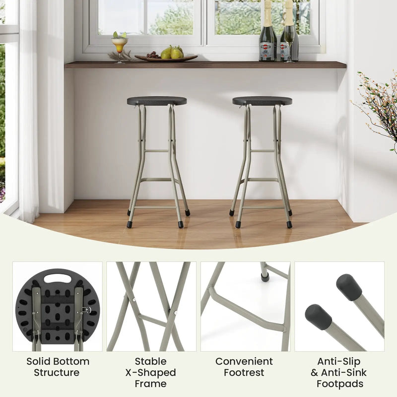 28 Inch Portable Folding Stools with 330lbs Limited Sturdy Frame by DirectDeals