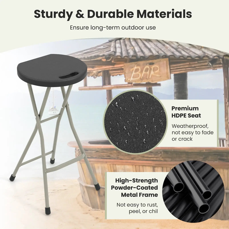 28 Inch Portable Folding Stools with 330lbs Limited Sturdy Frame by DirectDeals