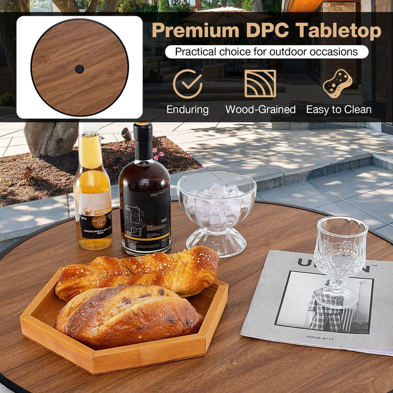 28 Inches Outdoor Bar Table with Wood-Like Tabletop for Backyard Garden by DirectDeals