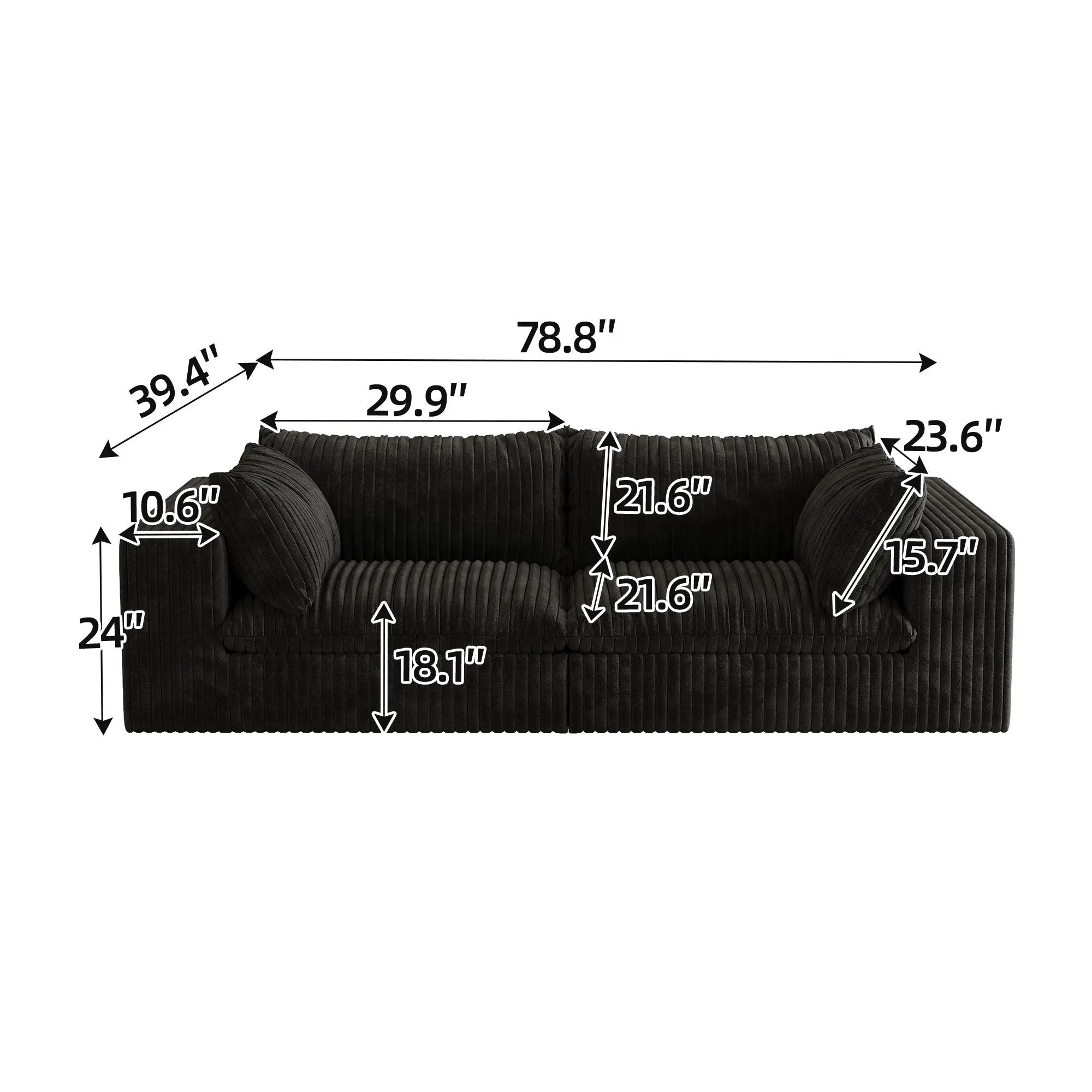 Y137 Modular Black Sofa by HouseOfZazla