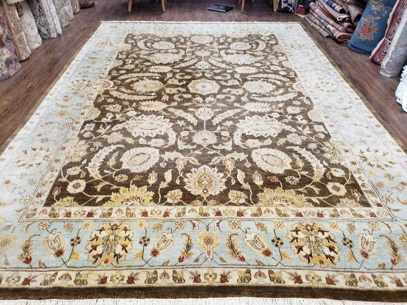 9x12 Vintage Handmade Wool Rug Carpet Indo Mahal Oushak Nice Brown Blue by Jewel Rugs