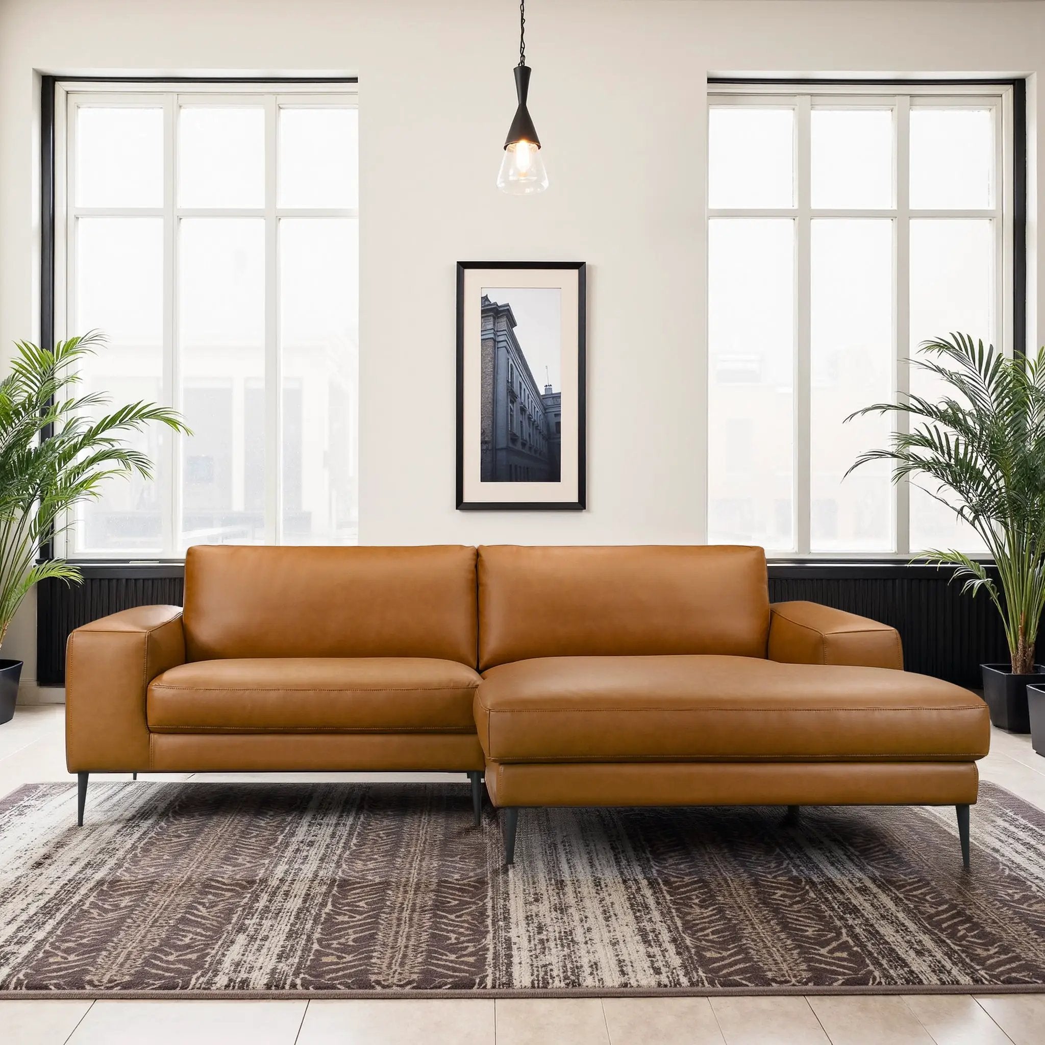 Easley Mid Century Modern Vegan Leather Wide-Arm Sofa by HouseOfZazla