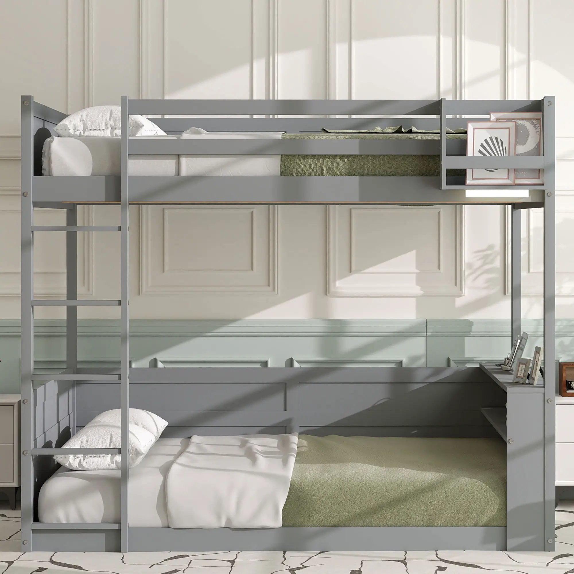 Bunk Bed With Built In Shelves, Storage Box, LED Light And USB Charging Station by Unique Piece Furniture