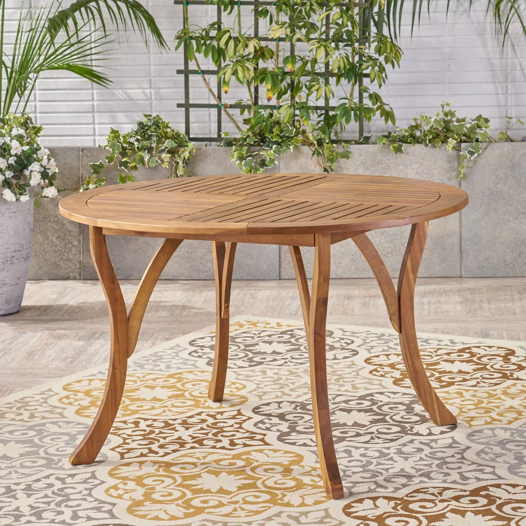 Hermosa Outdoor Acacia Wood Circular Dining Table by HouseOfZazla