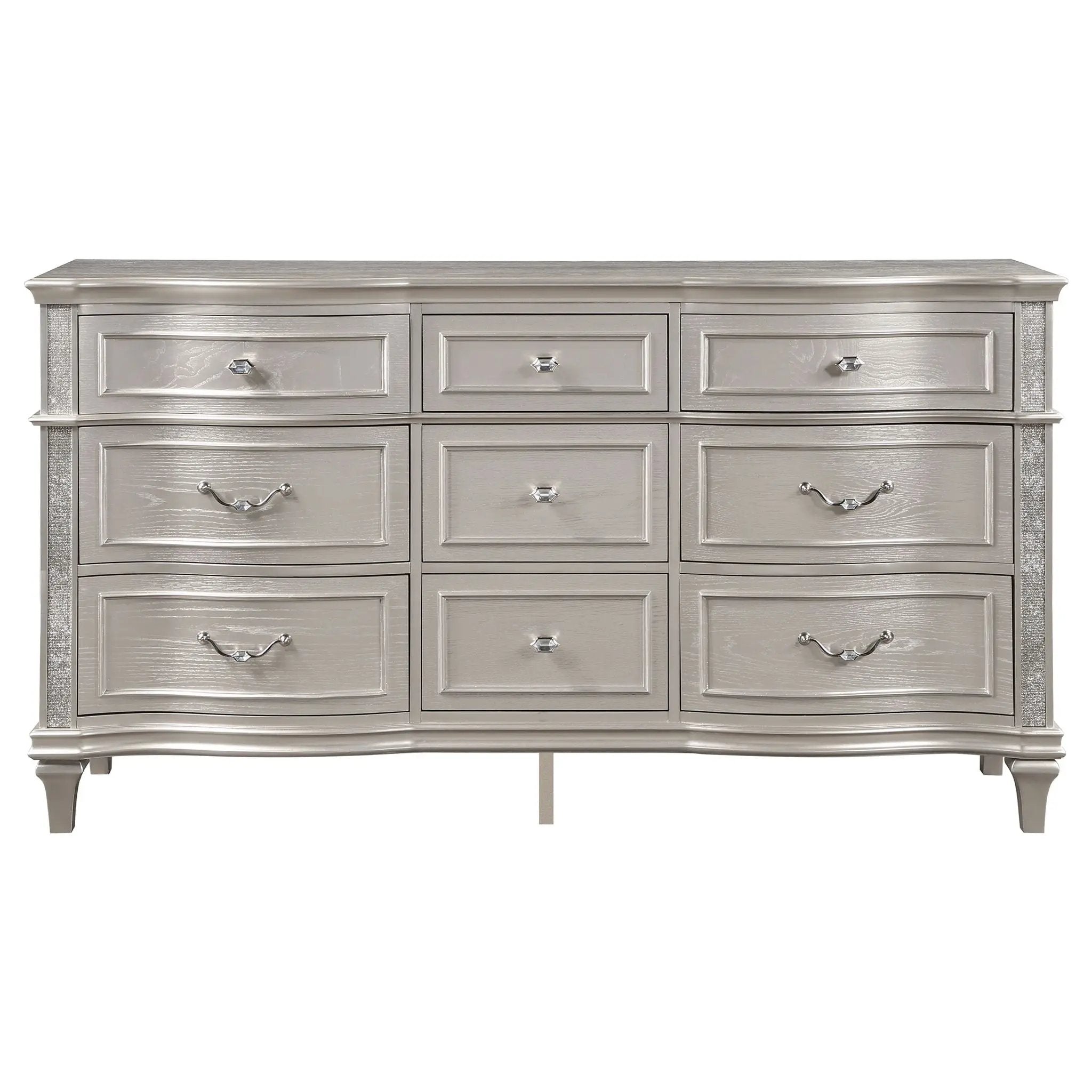 Katerina - 9 Drawer Dresser With Removable Jewelry Tray - Oak by HouseOfZazla