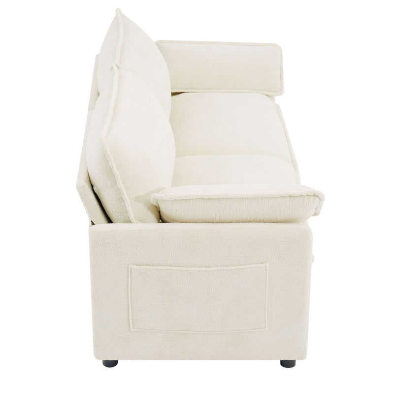 Modern Loveseat Sofa, Upholstered Couch With Side Storage Pockets by HouseOfZazla
