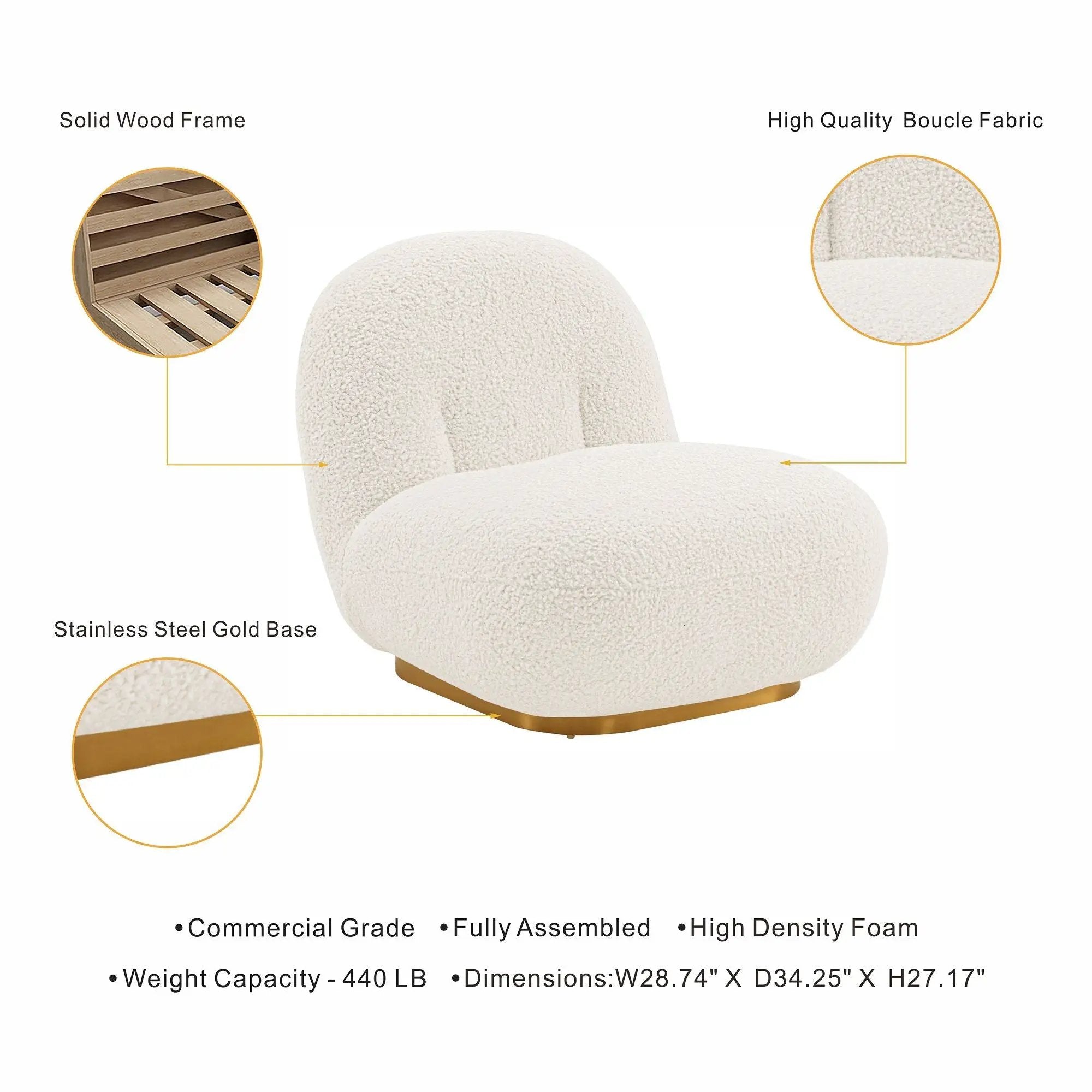 Edina - Lounge Accent Chair - White by HouseOfZazla