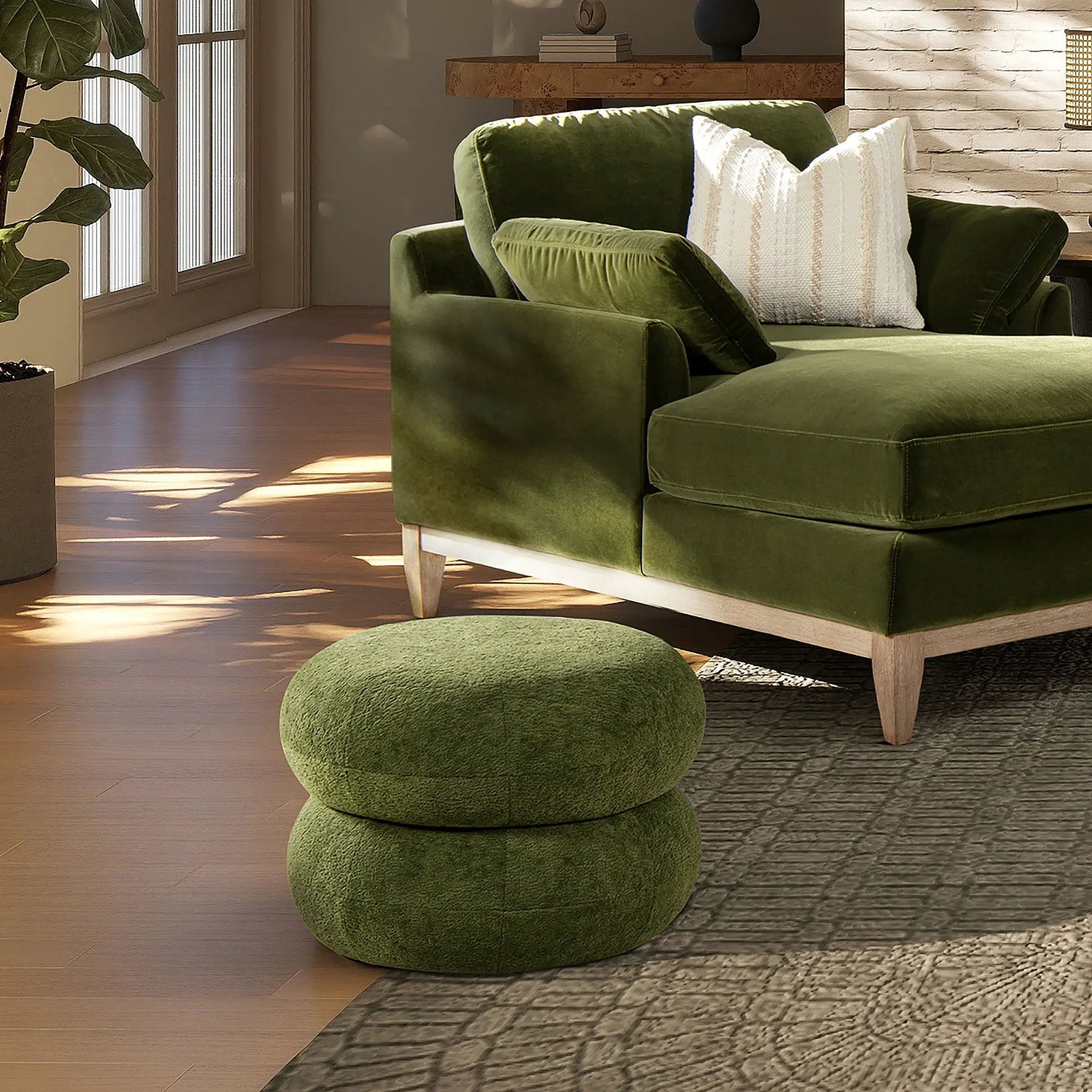 Nest - Low Round Upholstered Ottoman by Unique Piece Furniture