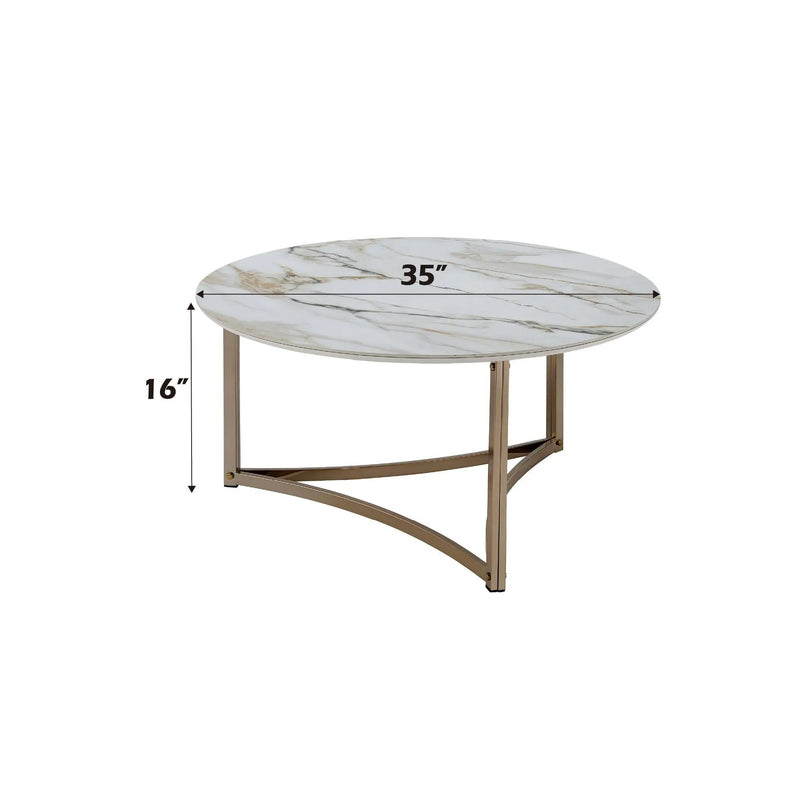 Aziz - Sintered Stone Top Round Coffee Table - White by Unique Piece Furniture