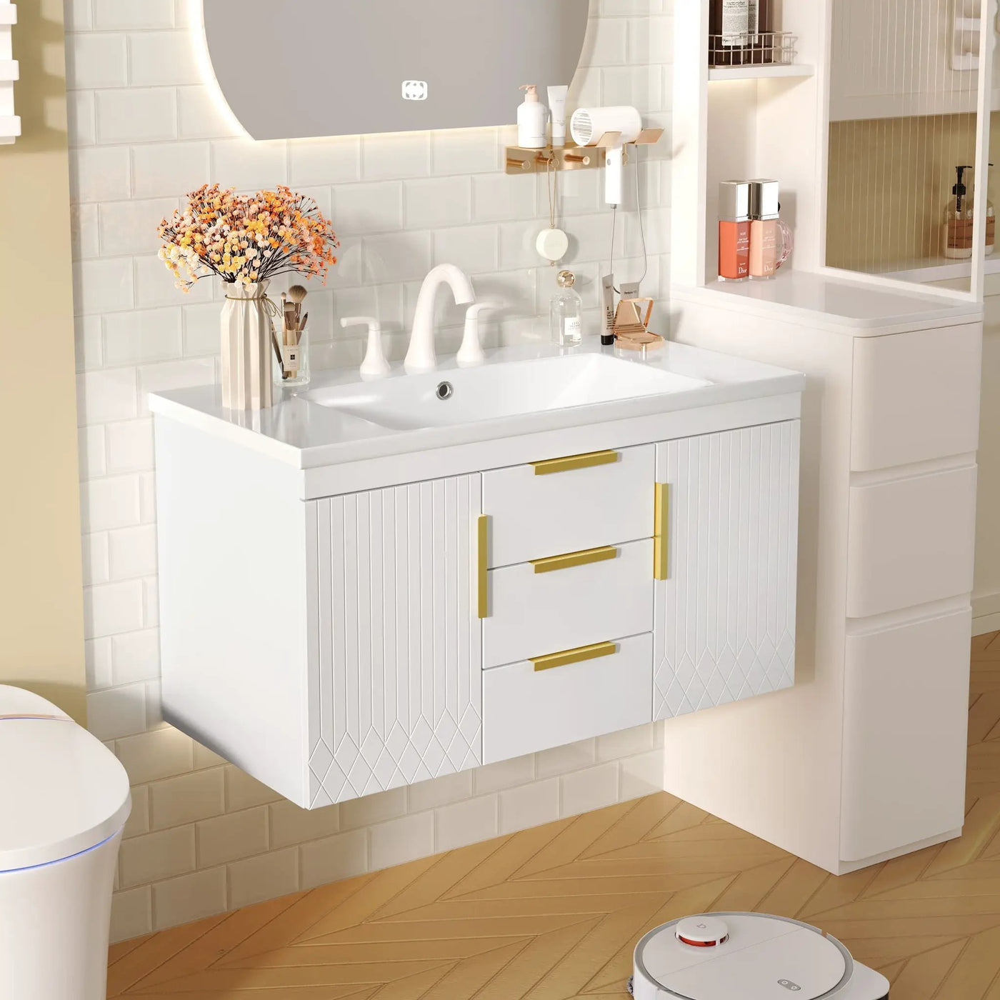Wall Mounted Bathroom Vanity With Sink and Floating Storage Cabinet by HouseOfZazla