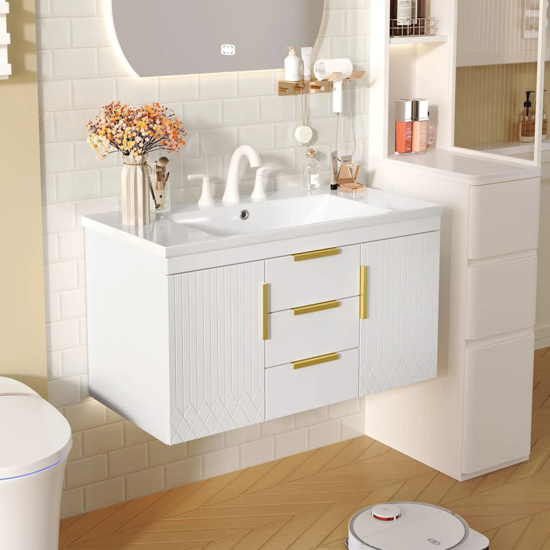 Wall Mounted Bathroom Vanity With Sink and Floating Storage Cabinet by HouseOfZazla