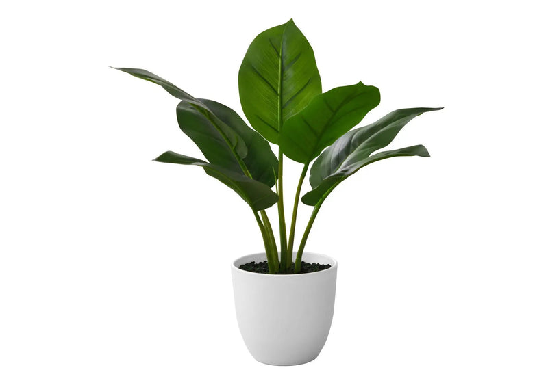 17" Tall, Artificial Plant, Aureum, Indoor, Faux, Fake, Table, Greenery, Potted, Real Touch, Decorative - Green / White by Unique Piece Furniture
