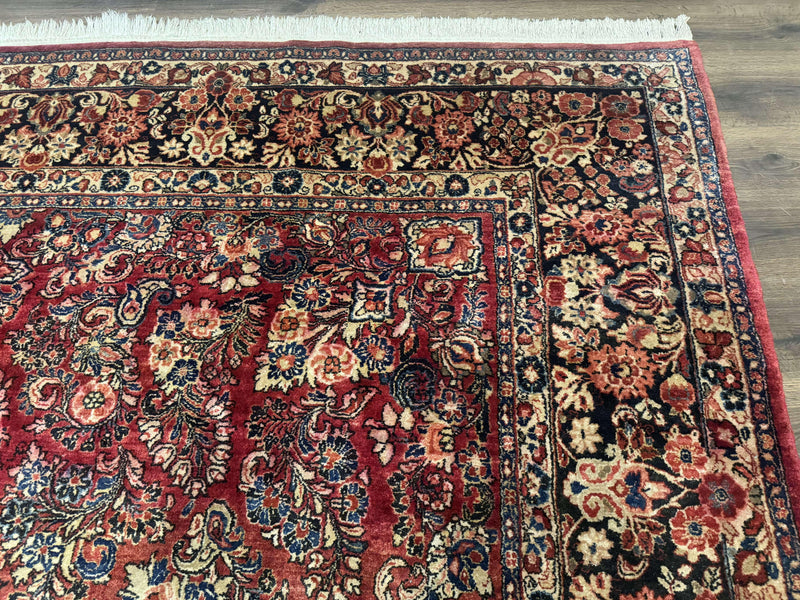 Large Persian Sarouk Rug 10x17, Palace Size Antique Persian Carpet, Red, Floral Allover, Traditional Persian Rug, Oversize Handmade Wool Rug by Jewel Rugs