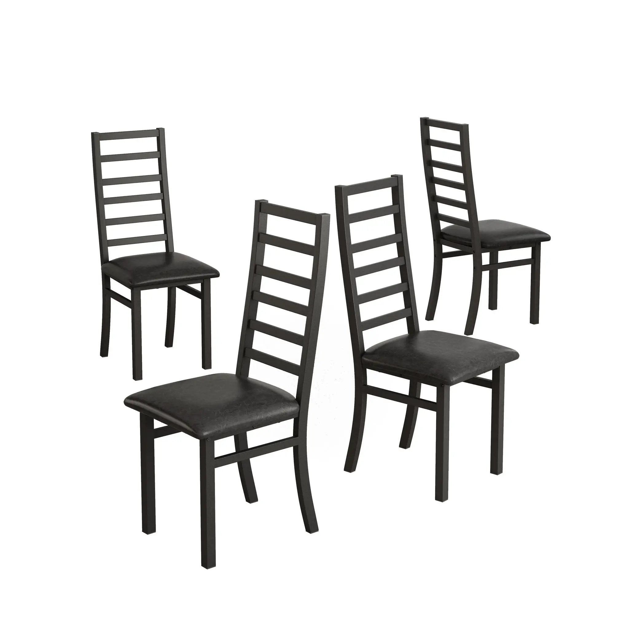 Rectangular Stretch Dining Table With 4 Chairs - Black / Gray by HouseOfZazla
