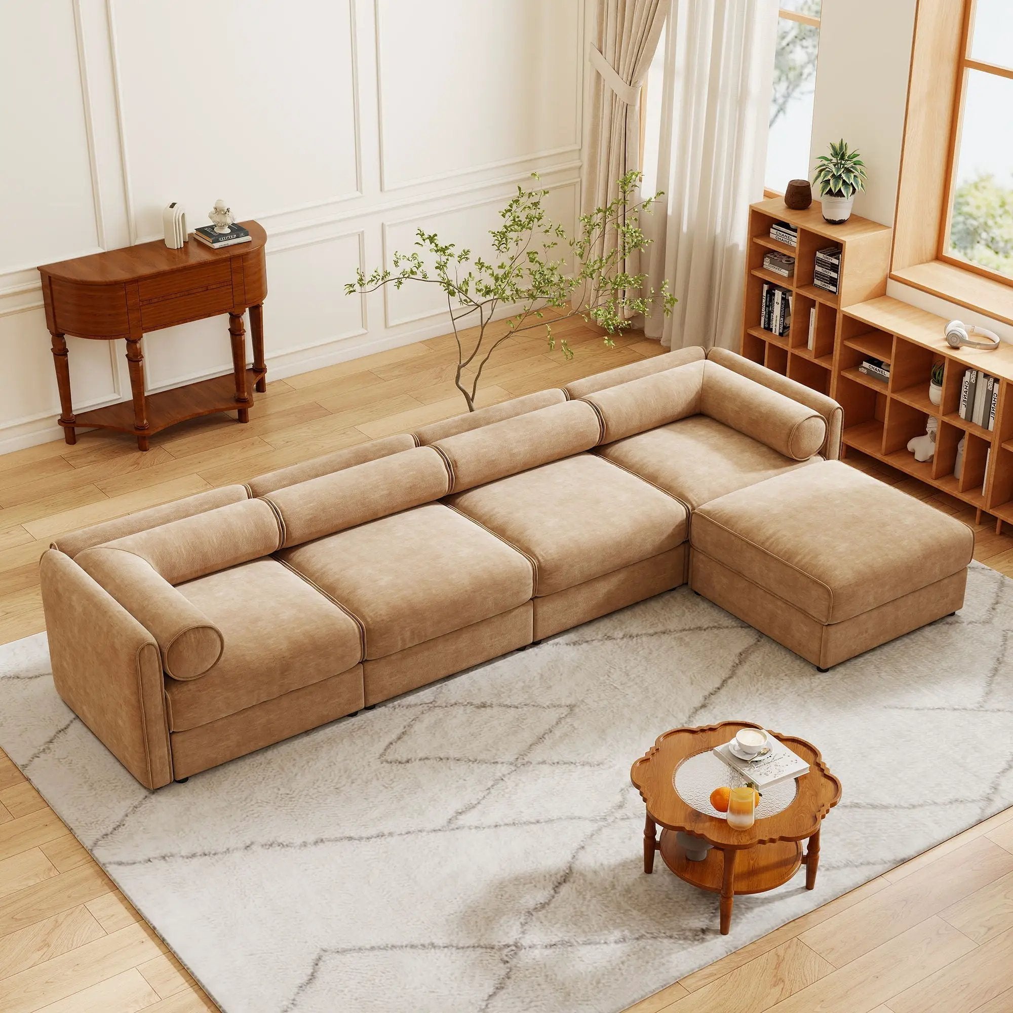 Contemporary Elegant Sofa With Storage And Ottoman by HouseOfZazla
