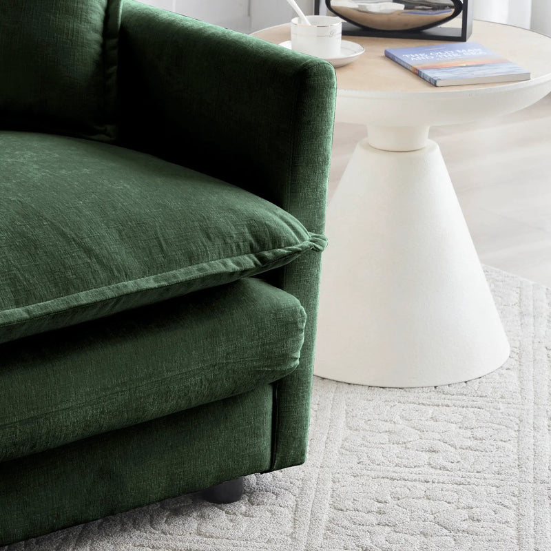 Mid-Century Modern 3-Seater Sofa with Green Chenille Upholstery by HouseOfZazla
