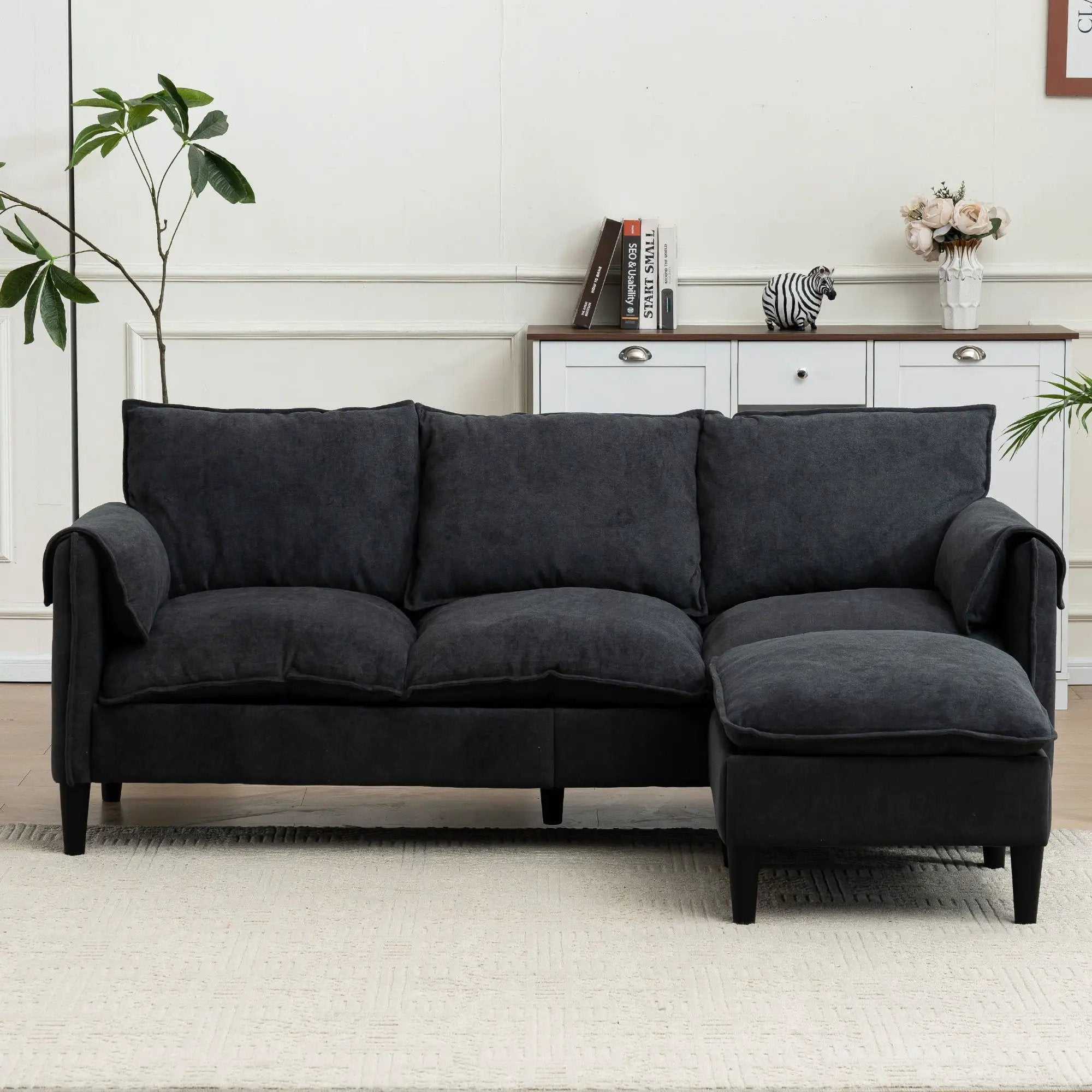 Convertible Combination Sofa With Footstools With Storage by Unique Piece Furniture