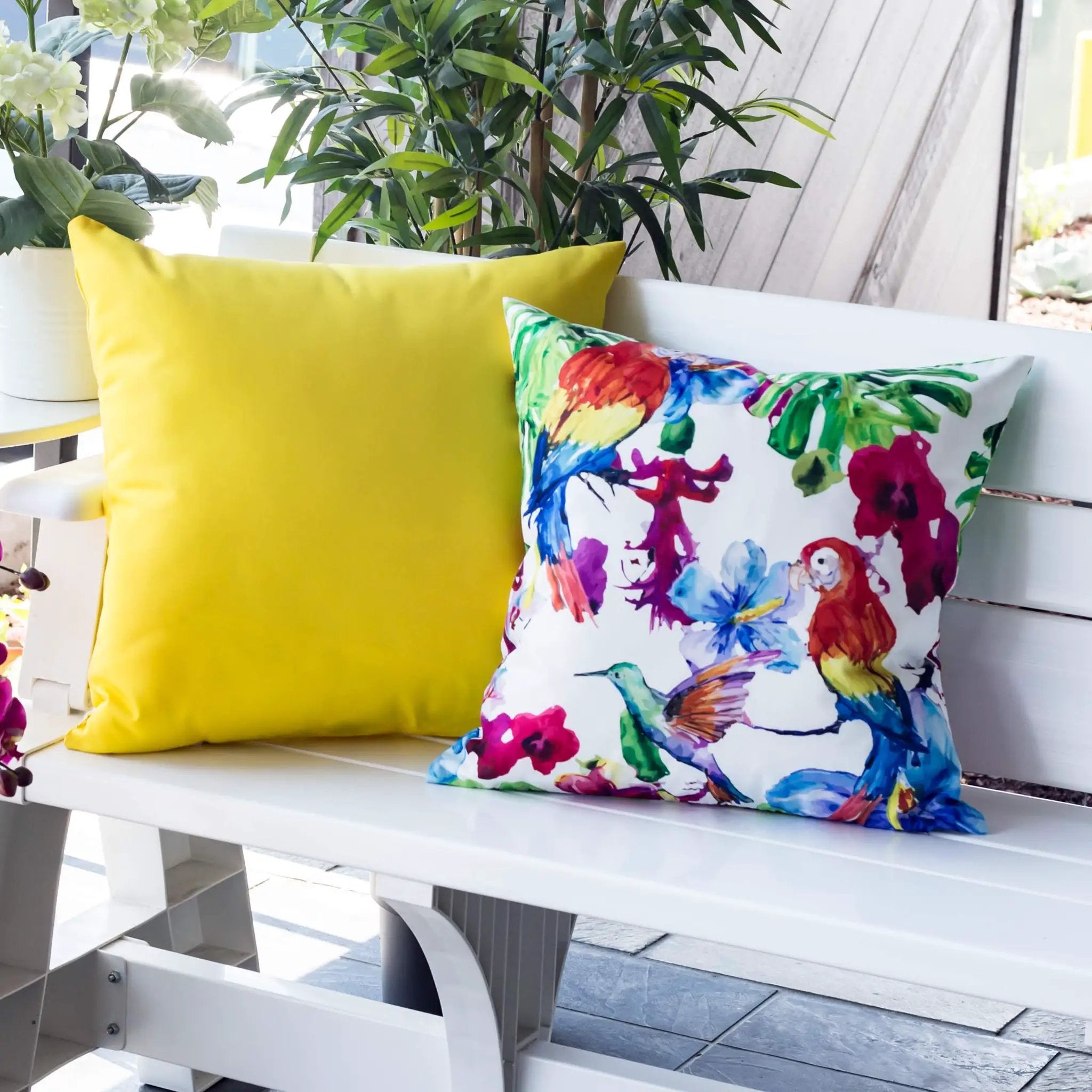 Tropical Parrot Outdoor & Indoor Pillow Set of 2 by HouseOfZazla