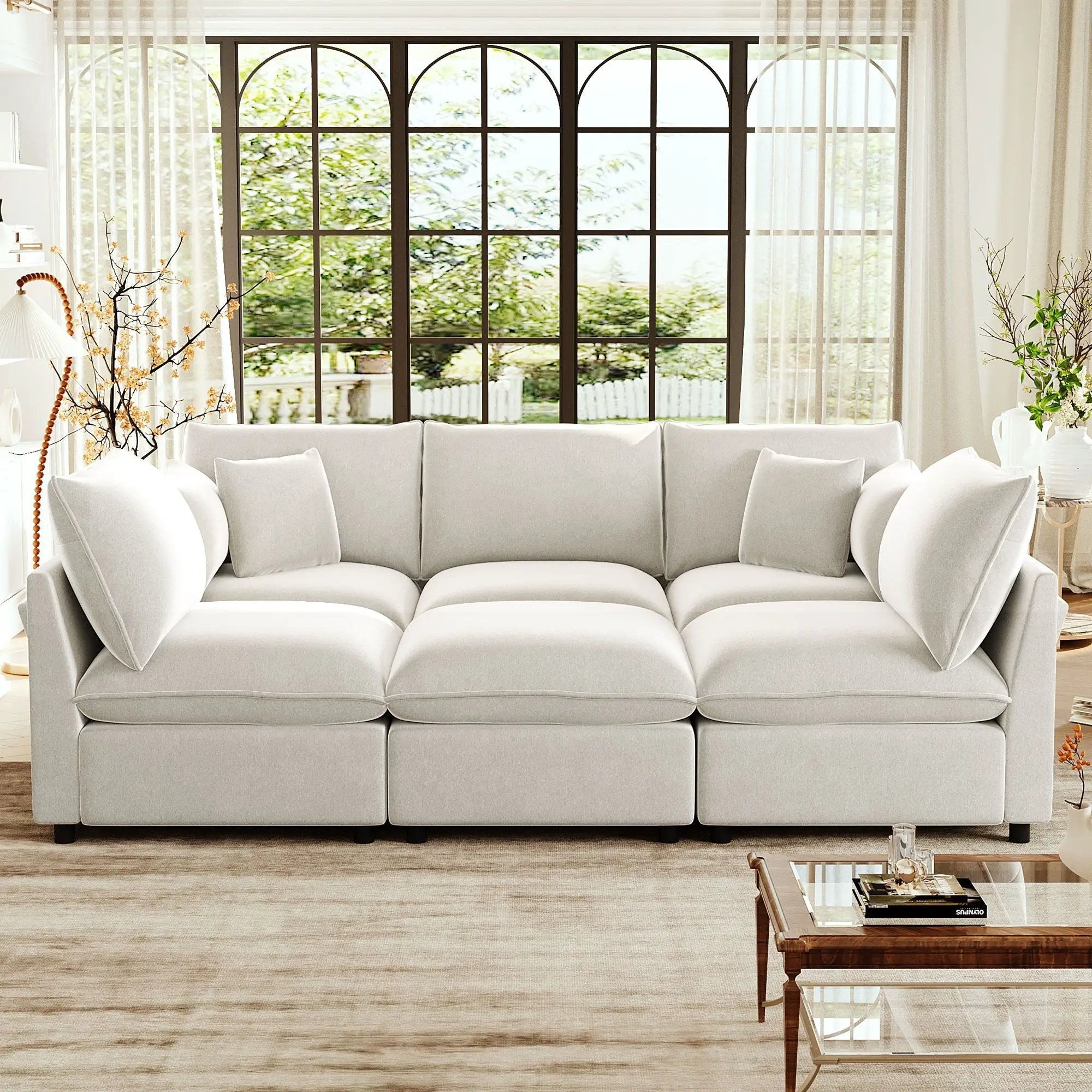 Modern Sectional Sofa U-Shaped With Movable Ottoman Storage Armrests And USB Ports by Unique Piece Furniture