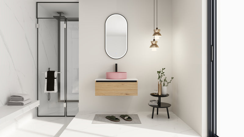 30" Wall-Mounted Bathroom Vanity with Art Ceramic Sink by HouseOfZazla