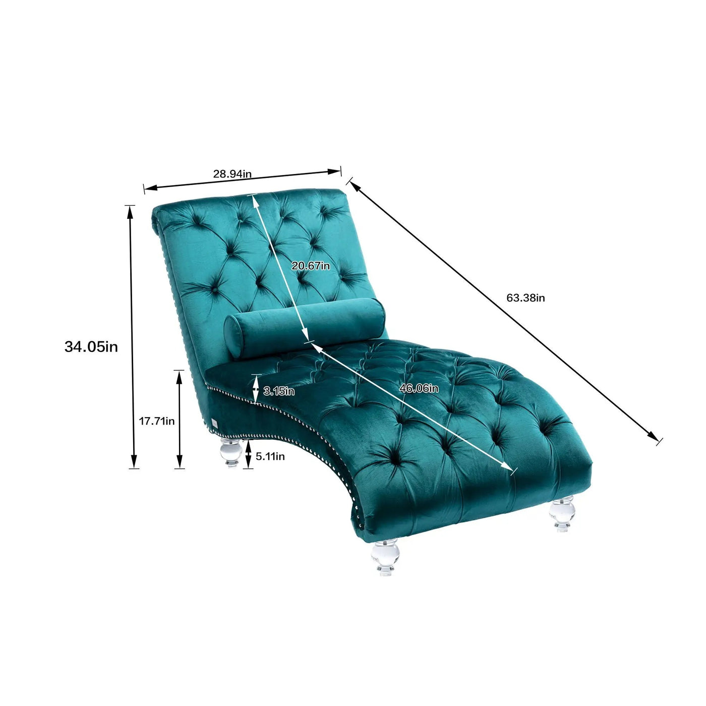 Chaise Lounge Indoor, Button Tufted Upholstered Chaise Lounge Chair With Pillow by Unique Piece Furniture