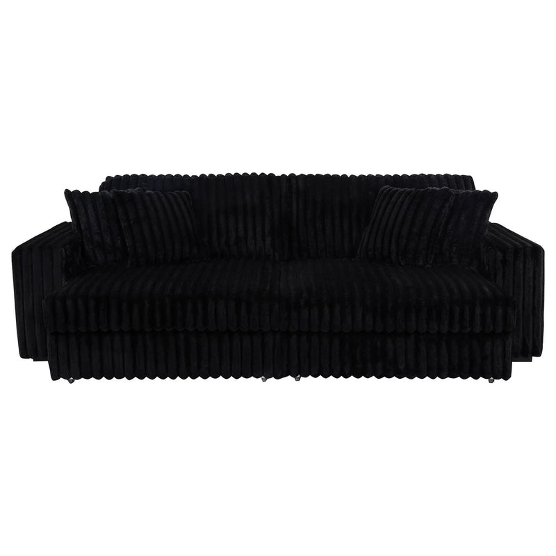 Jacana Corduroy Upholstered Dual Power Chaise Sofa Black by Unique Piece Furniture