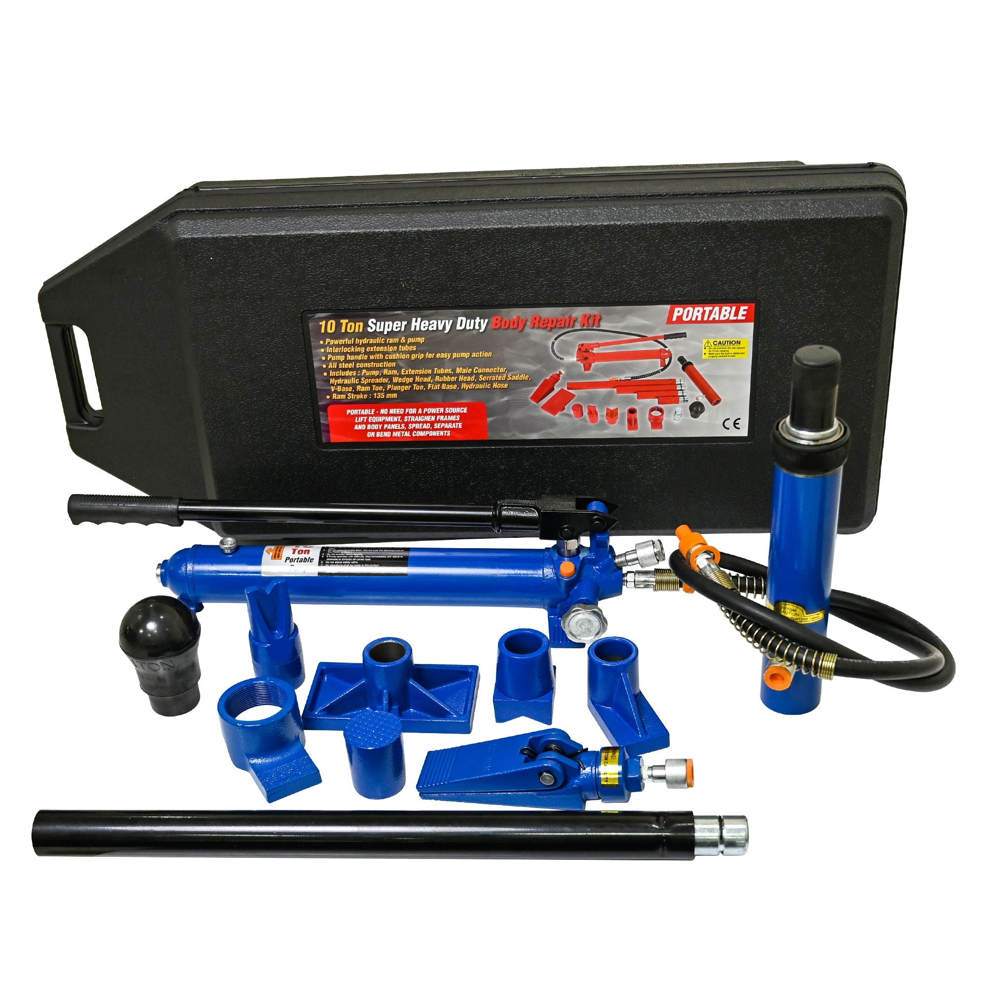10 Ton Portable Hydraulic Equipment Kit For Metal Work - Black / Blue by HouseOfZazla